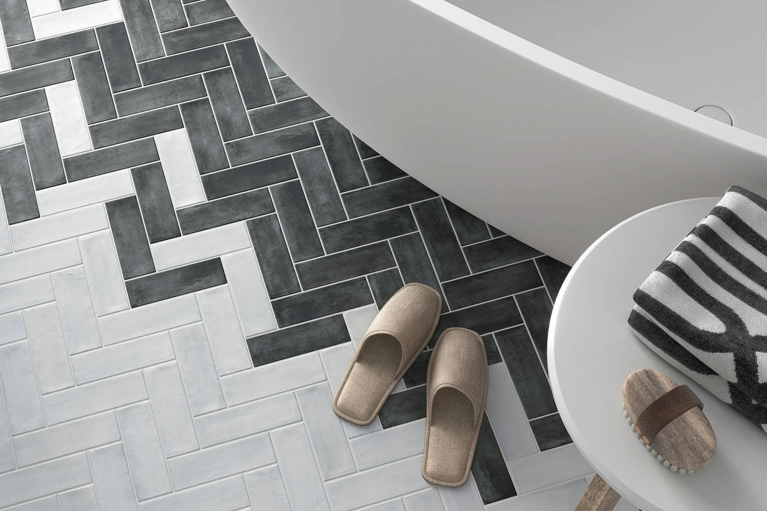 Lisbon 2X6 Pearl and Graphite | Garcia Imported Tile