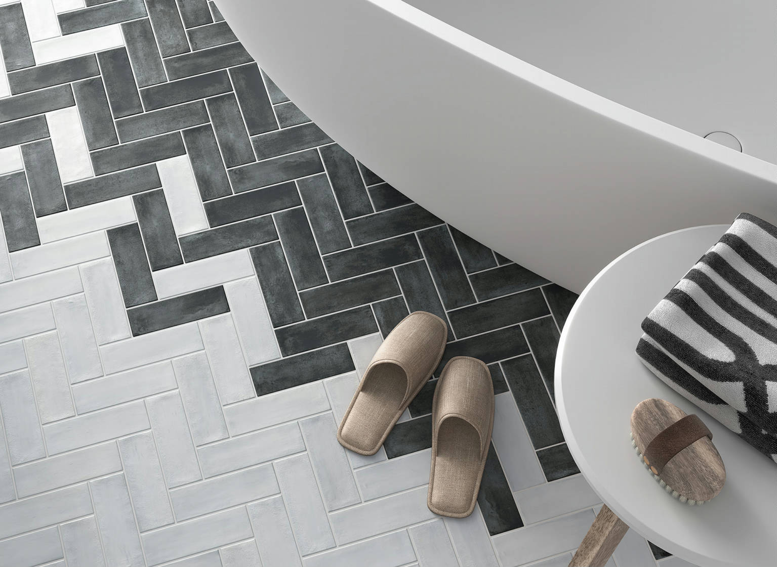 Lisbon 2X6 Pearl and Graphite | Garcia Imported Tile