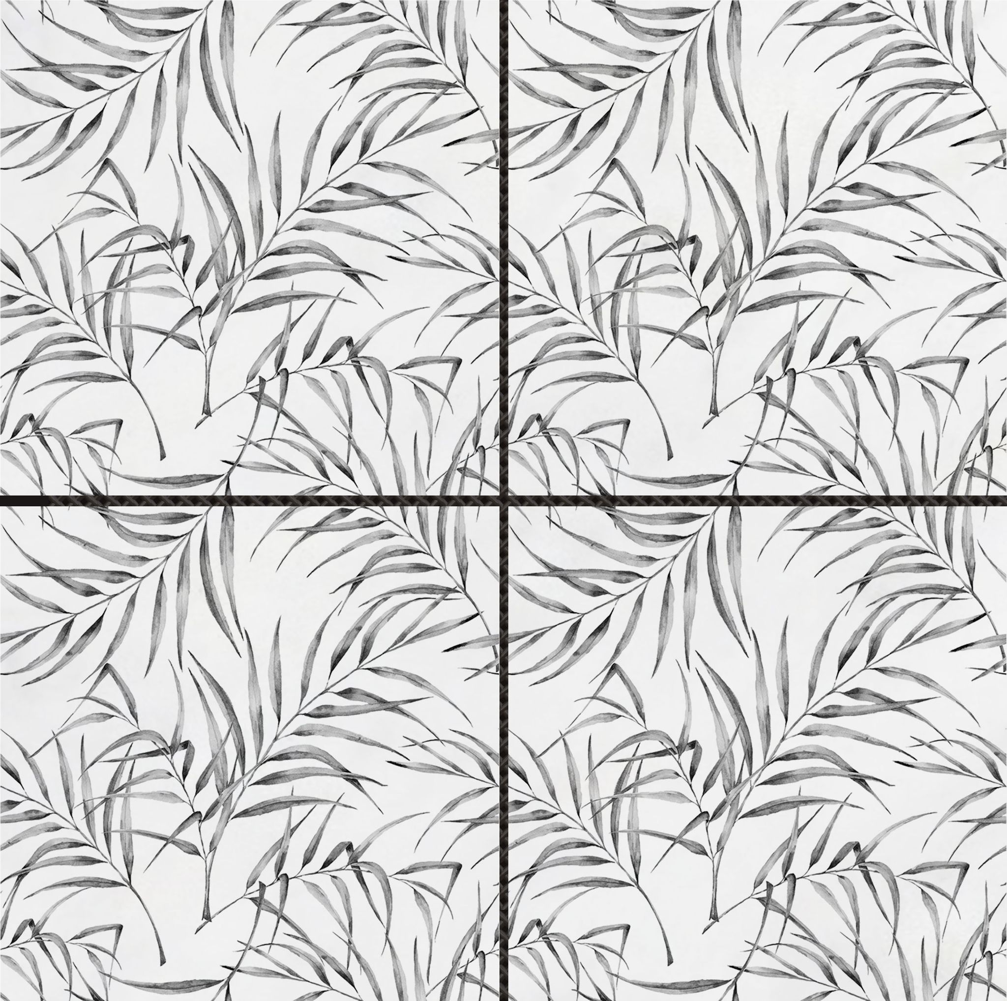 6"x6" Grey Palm Leaf Printed White Marble | Garcia Imported Tile