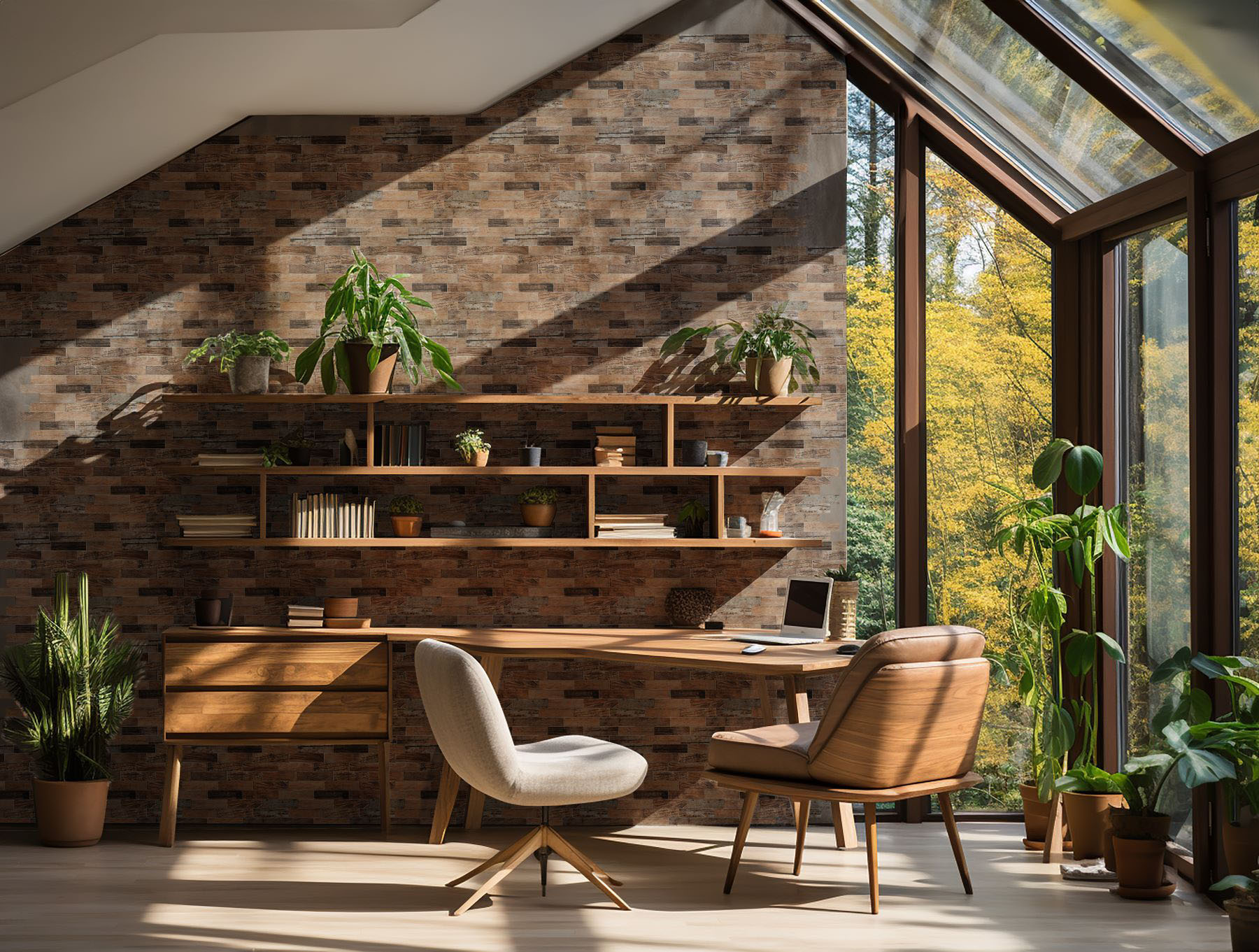 Beige Brown Mix Wood 1.1"x4" Glazed Ceramic Mosaic | Garcia Imported Tile