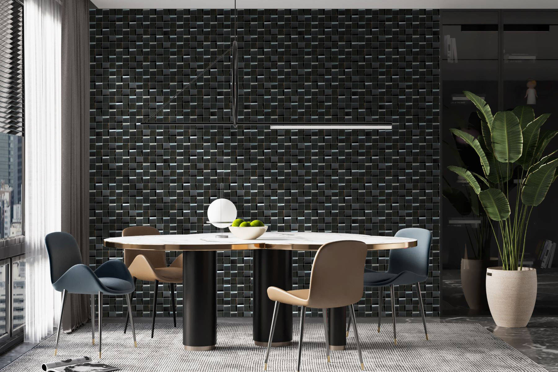 Black 3D Metal Mix Finish 2 | Garcia Imported Tile