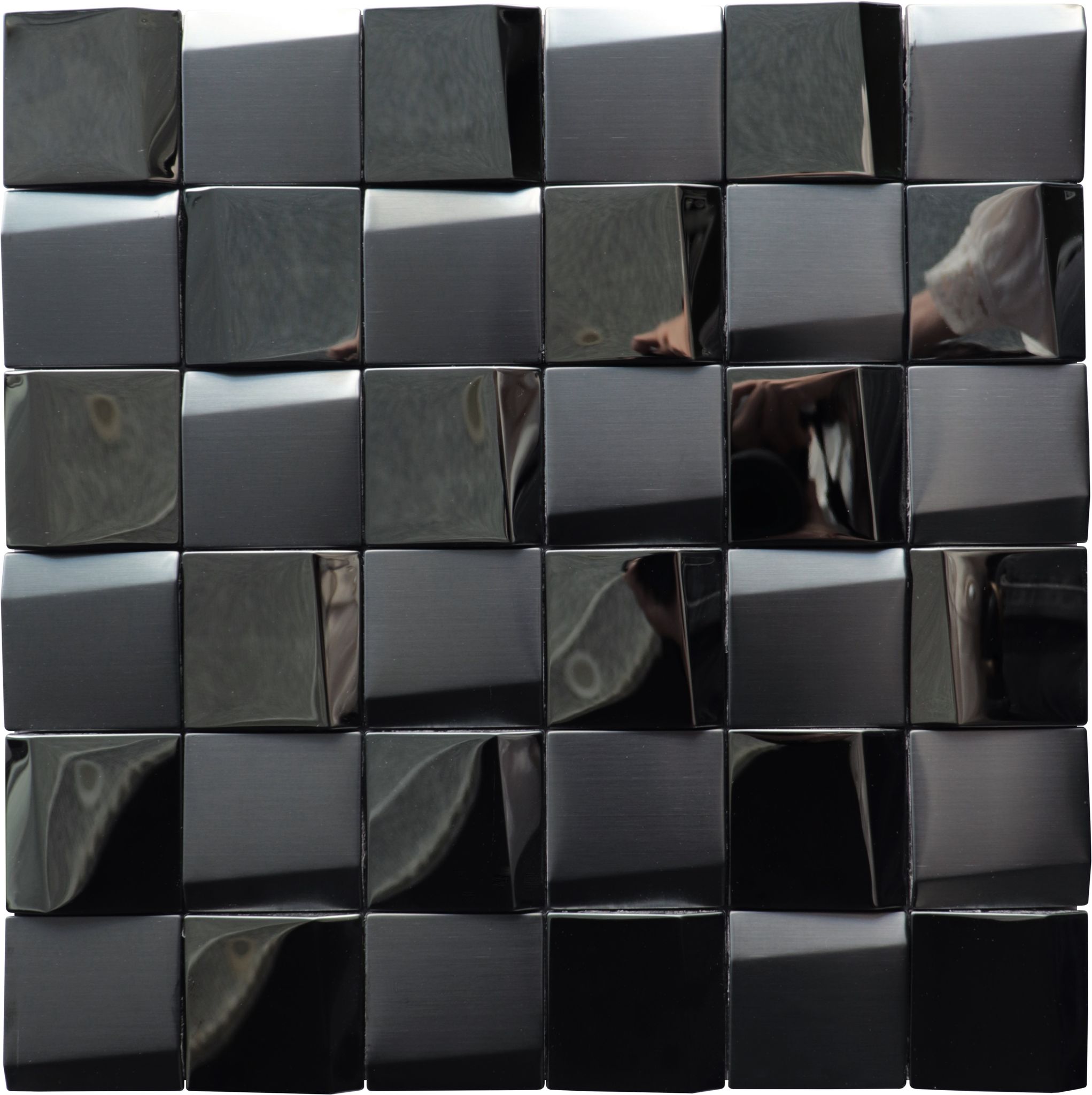 Black 3D Metal Mix Finish 2"x2" 11.5"x11.5" | Garcia Imported Tile