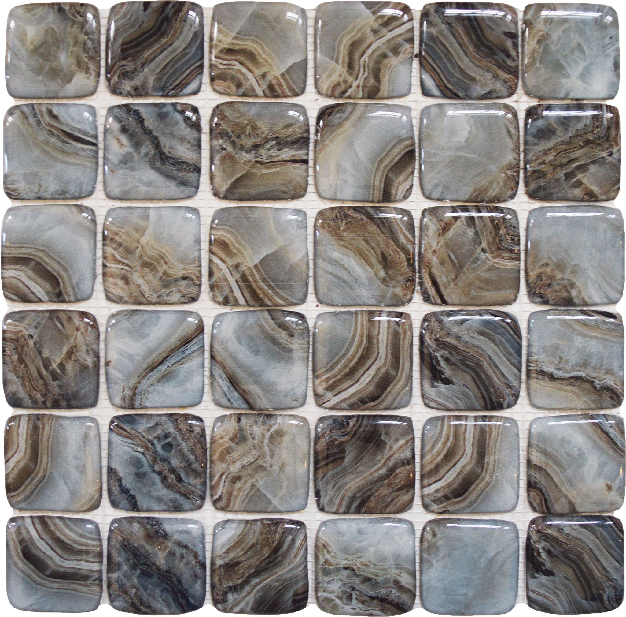 Glass Square Grey Beige Mix Marble Pattern Mix Mosaic | Garcia Imported Tile