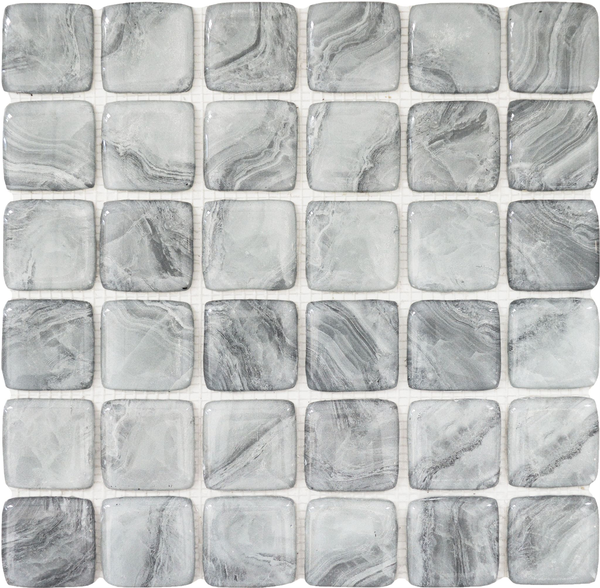Glass Square Light Grey Marble Pattern Mix Mosaic | Garcia Imported Tile