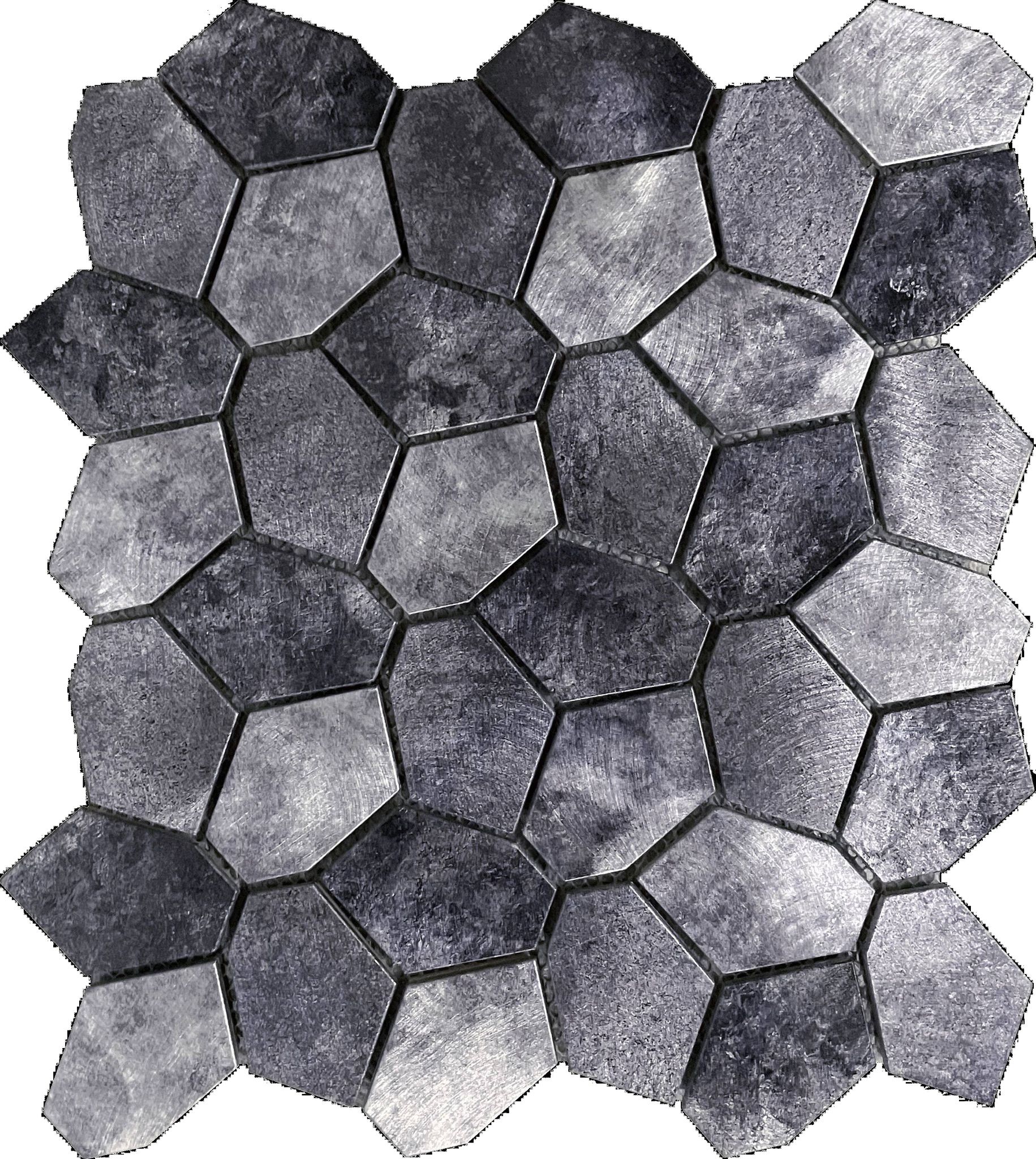 Hexagon Aluminum Mix Grey 11.4"x12.2" | Garcia Imported Tile