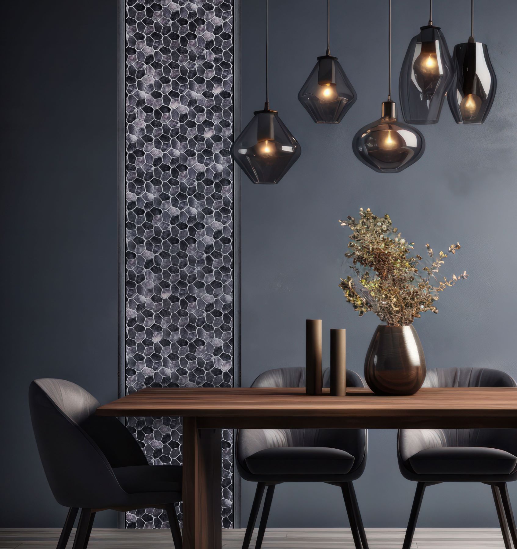 Hexagon Aluminum Mix Grey 11.4"x12.2" | Garcia Imported Tile