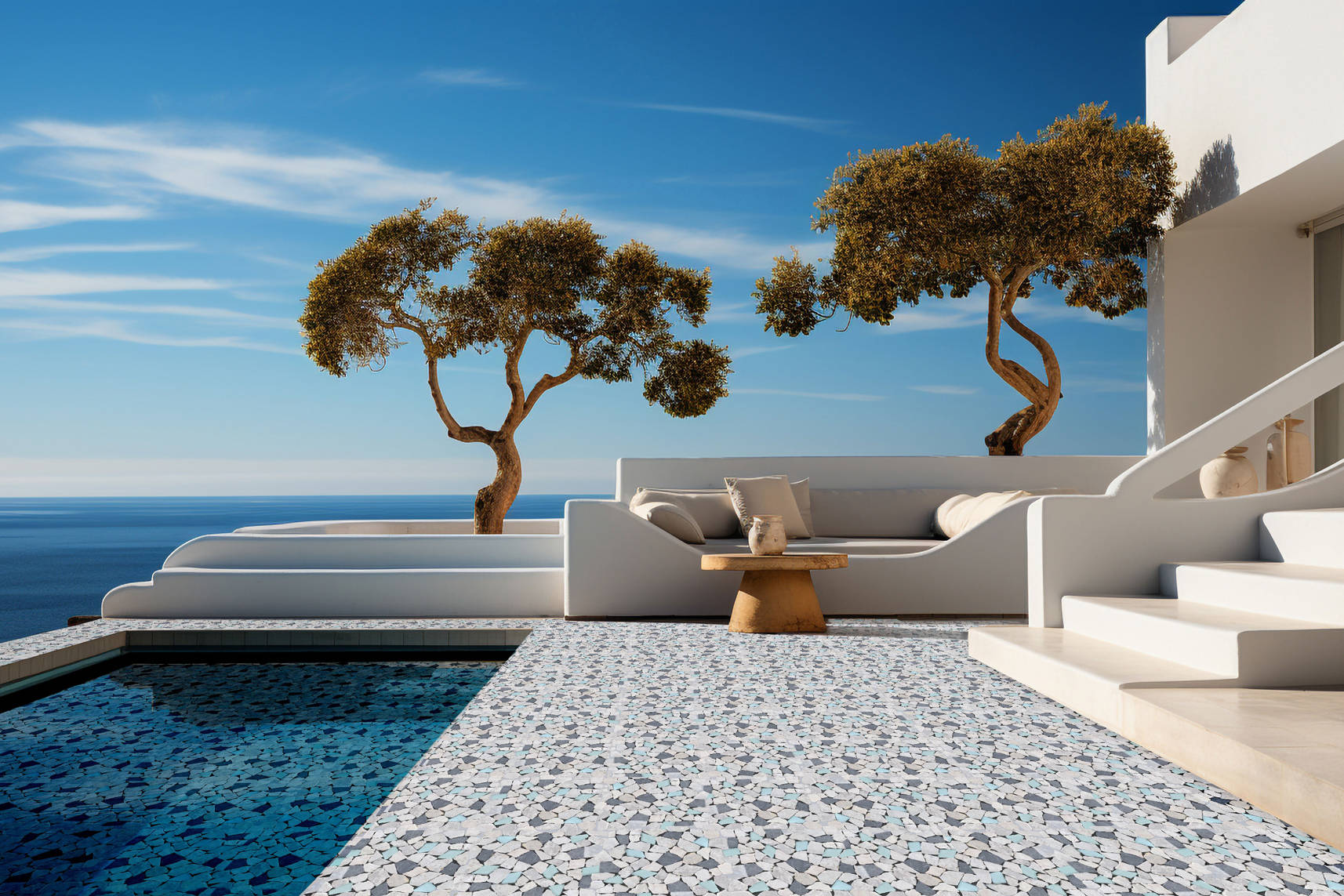 Mini Opus Beige Grey Marble Mix & Green Glass | Garcia Imported Tile