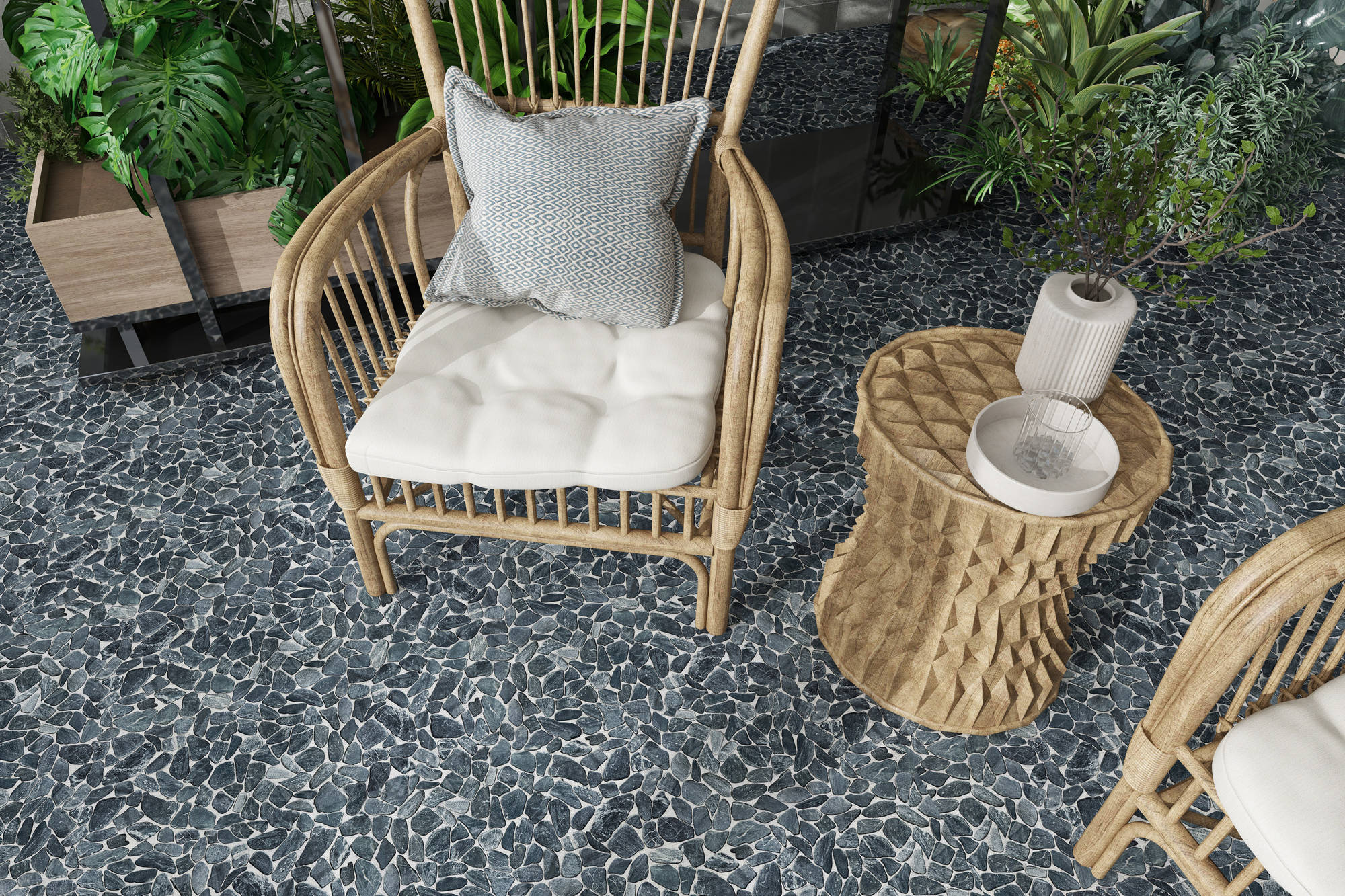 Mini Opus Matte Grey Mix Marble Stone Interlocking | Garcia Imported Tile