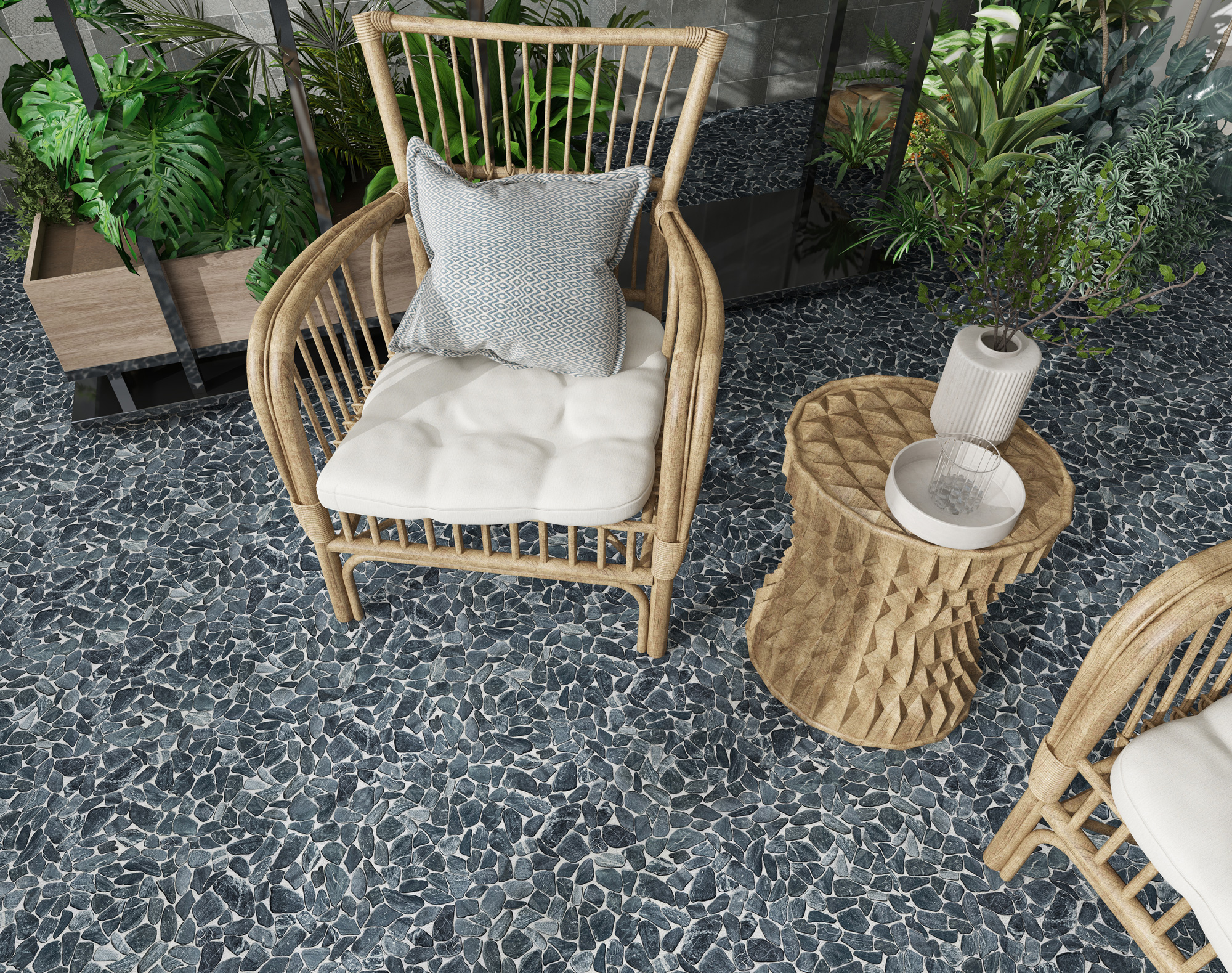 Mini Opus Matte Grey Mix Marble Stone Interlocking | Garcia Imported Tile