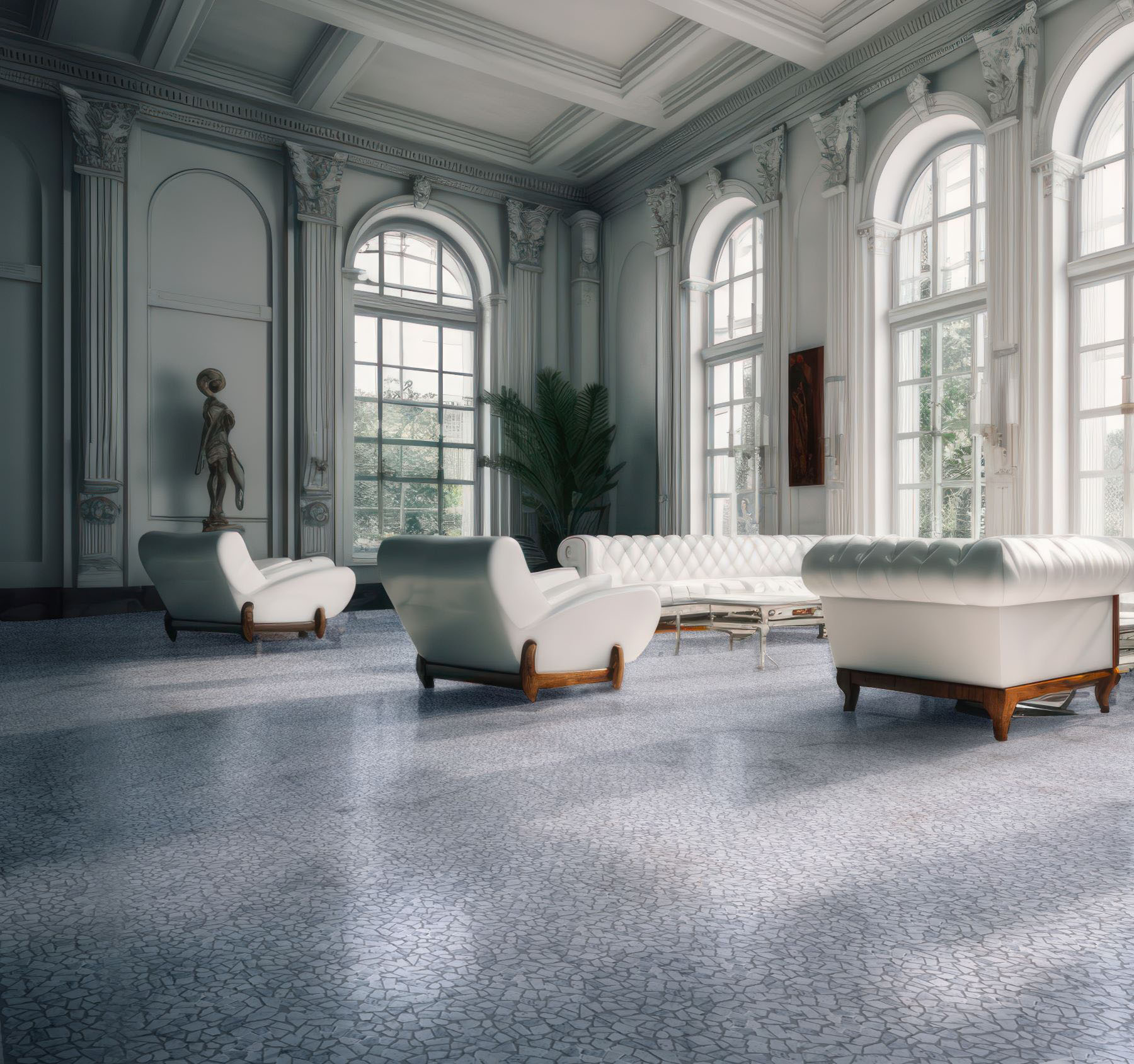 Mini Opus Matte White Grey Marble Stone Interlocking 2 | Garcia Imported Tile