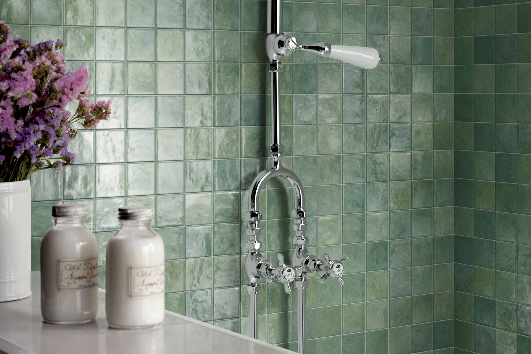 Zellige Glazed Ceramic Soft Green Mix 3 | Garcia Imported Tile