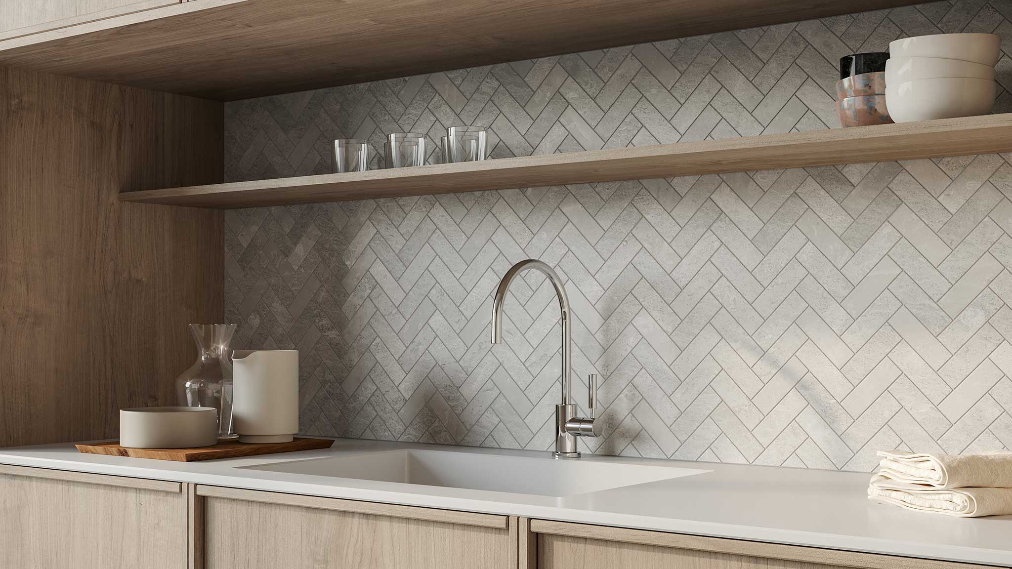 Anciano Grigio 1.25x4 Herringbone Mosaic | Garcia Imported Tile