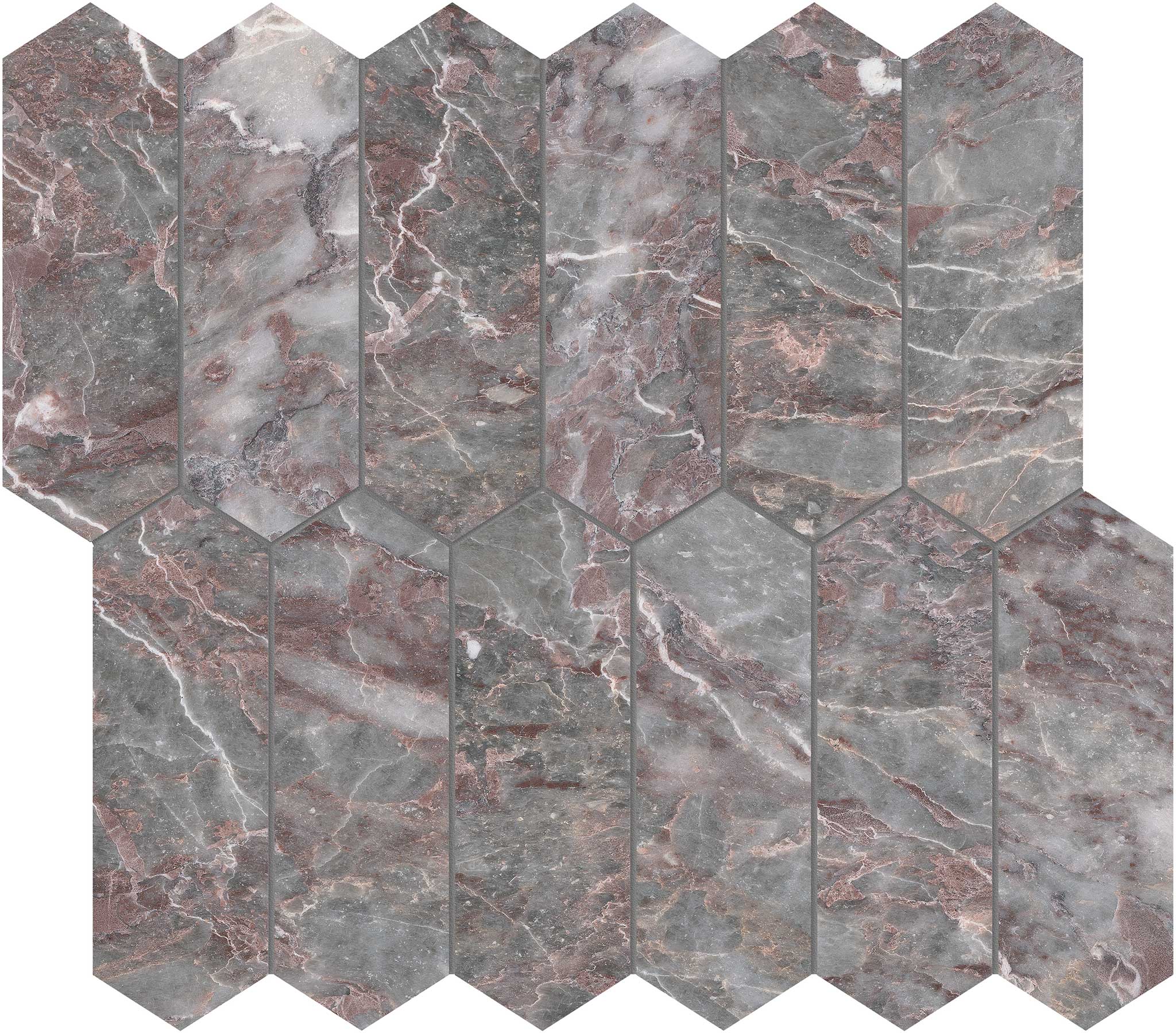 Sereno Burgundy 2x6 Picket Mosaic | Garcia Imported Tile