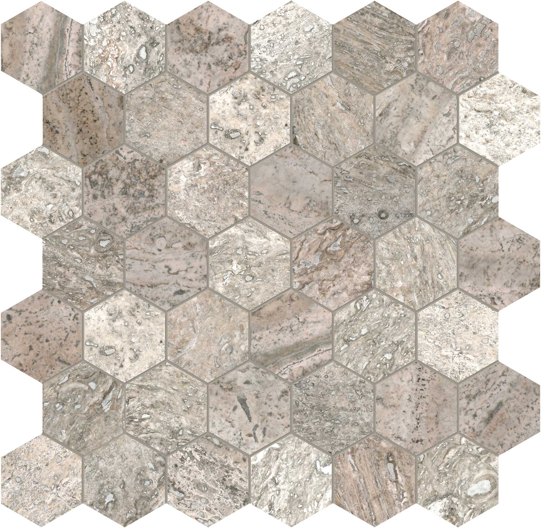 Silver Ash 2 Hexagon Mosaic | Garcia Imported Tile