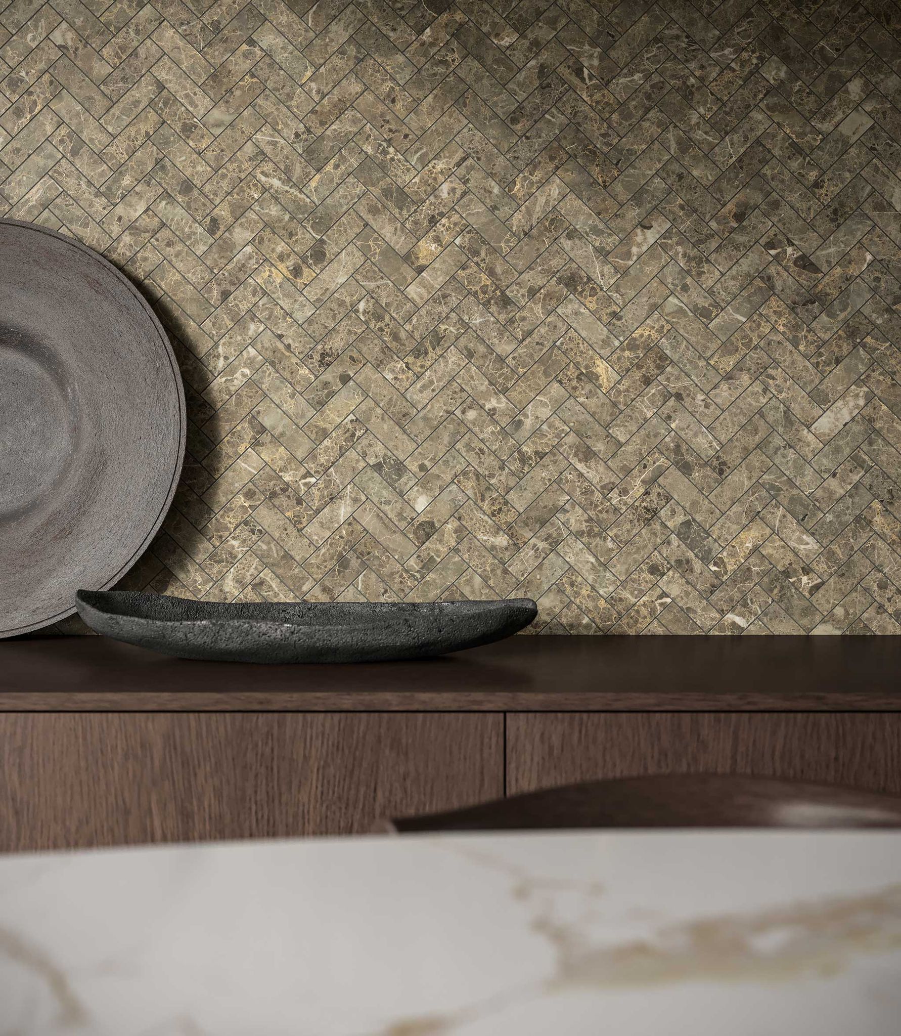 Velutto Ash 1.25x4 Herringbone Mosaic | Garcia Imported Tile